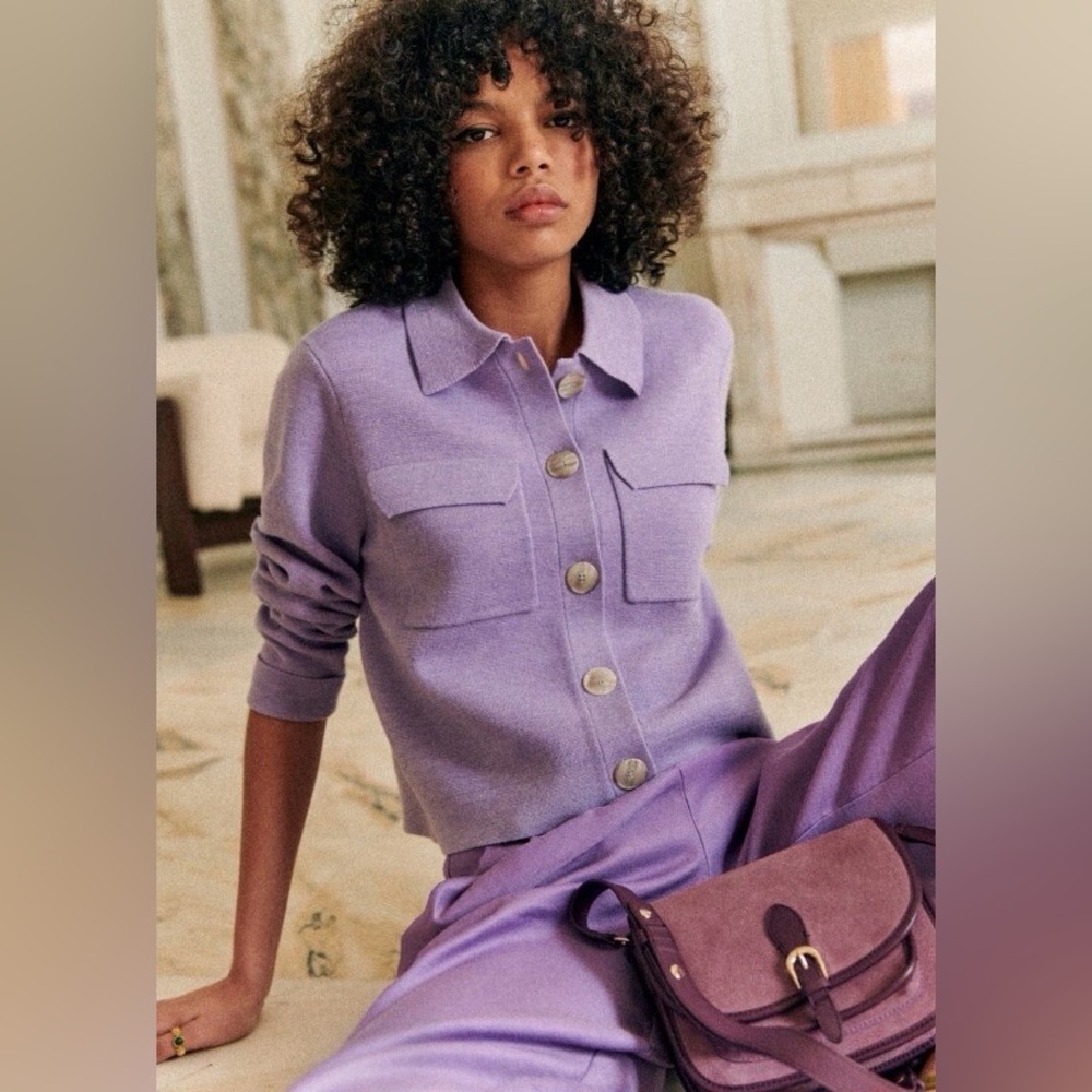 Sezane Betty Cardigan Lilac S/36 EUC